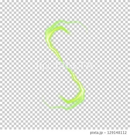 透明背景の緑のS字型エネルギー光線 129148112