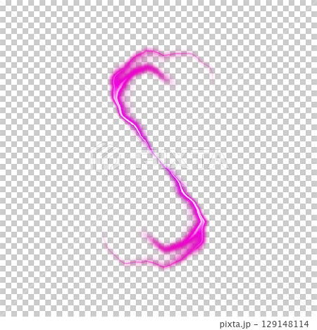 透明背景のピンクのS字型エネルギー光線 透明背景のピンクのS字型エネルギー光線 129148114