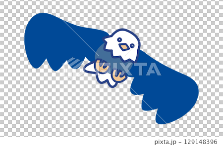 鷹の飛ぶポーズの正面前のイラスト 129148396