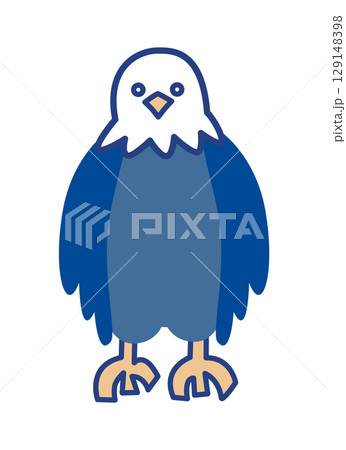 羽を閉じて立つ鷹の正面のイラスト 129148398