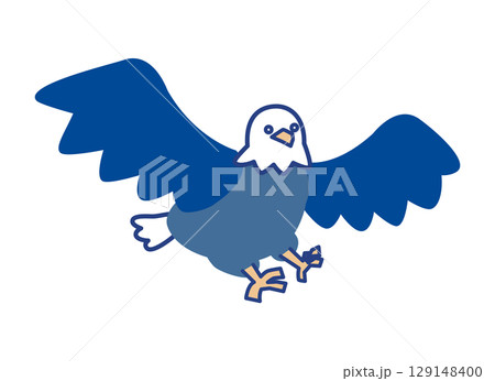 鷹の飛ぶポーズの斜め前から見たイラスト 129148400