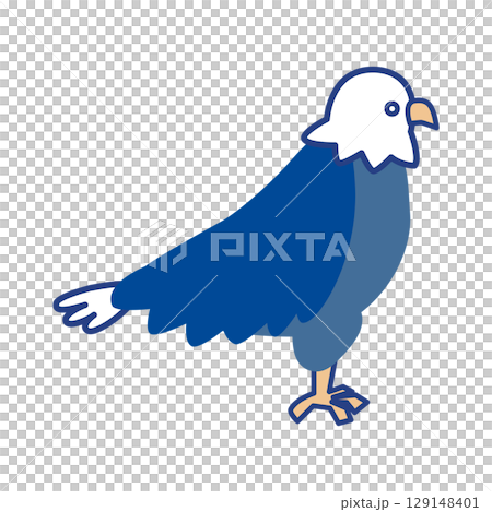 Side view of a hawk standing with its wings closed 129148401