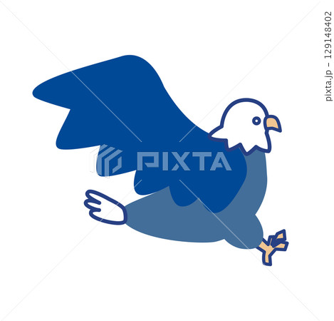 横から見た鷹の飛ぶ姿のイラスト 横から見た鷹の飛ぶ姿のイラスト 129148402