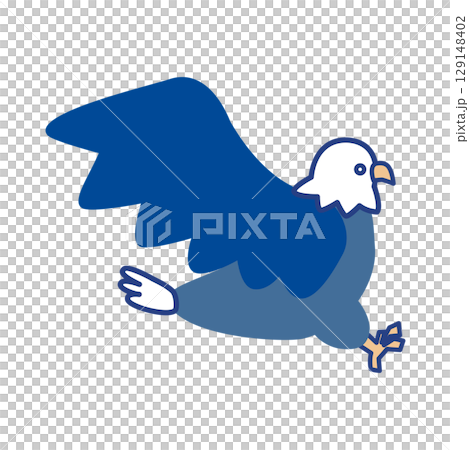 Side view illustration of a hawk flying 129148402