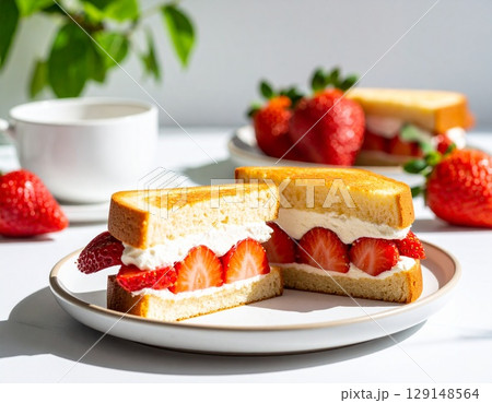 strawberry cake with fresh strawberry strawberry cake with fresh strawberry 129148564