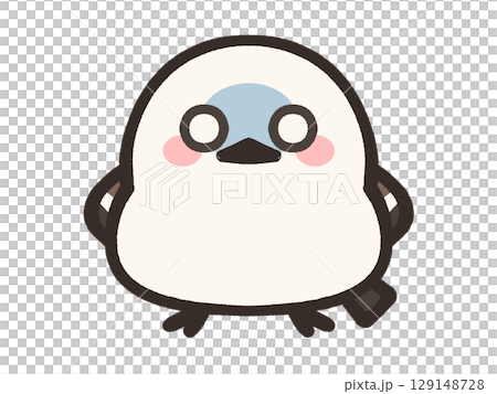 一個在寒冷中凍結的鬆散長尾山雀的插圖素材 129148728