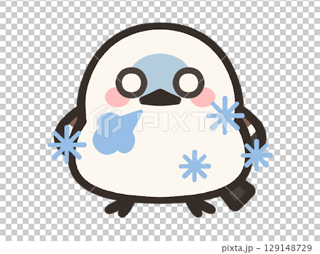 寒さに凍えるゆるいシマエナガのイラスト素材 129148729