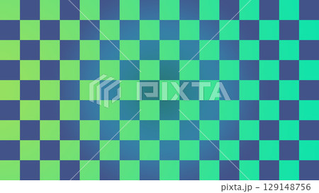 青緑グラデーションの市松模様パターン(透明背景) 青緑グラデーションの市松模様パターン(透明背景) 129148756