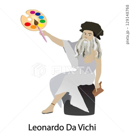 illustration of history and Biography, Leonardo di ser Piero da Vinci was an Italian polymath of the High Renaissance who was active as a painter, draughtsman, engineer, scientist, theorist, sculptor 129148768