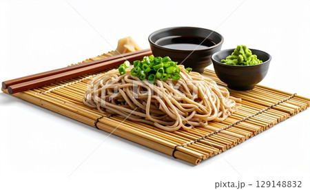 bowl of raw noodles isolated on white 129148832