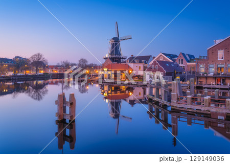 The windmill De Adriaan, Haarlem, Netherlands. Historic buildings. The windmill De Adriaan, Haarlem, Netherlands. Historic buildings. 129149036