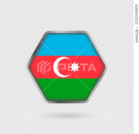 Azerbaijan flag in a hexagon frame. Azerbaijan flag in a hexagon frame. 129149909