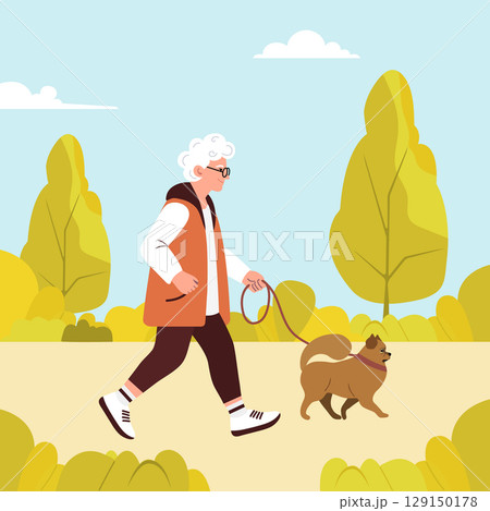 Retirement Dog Activity Retired people Park Health 129150178
