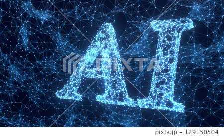 デジタルネットワークで構成されたAIの文字 129150504