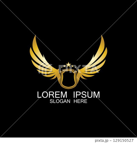 winged shield gold logo design symbol vector illustration-vector 129150527