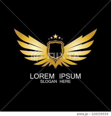 winged shield gold logo design symbol vector illustration-vector 129150554