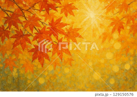 秋 紅葉 モミジ 油彩画   秋 紅葉 モミジ 油彩画   129150576
