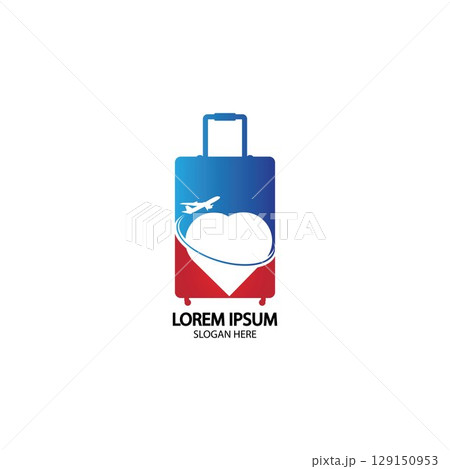 Travel logo, holidays, tourism, business trip company logo design. bag vector with airplane Travel logo, holidays, tourism, business trip company logo design. bag vector with airplane 129150953