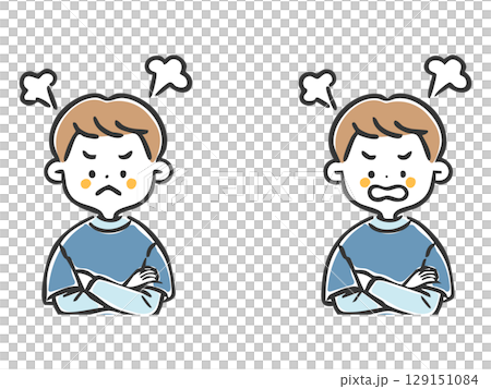 Angry boy upper body vector 129151084