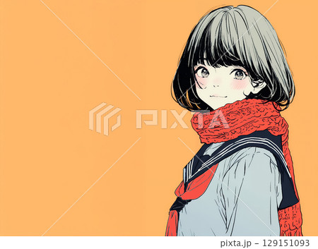 マフラーを巻いた女の子 129151093