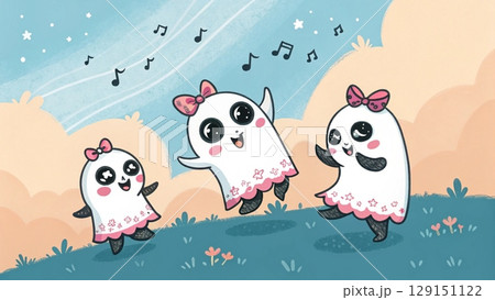 Cute Ghost Pattern halloween Background Colors 129151122