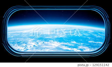 地球の周りを漂う宇宙船のインテリア 129151142