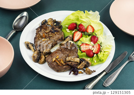 Roast beef tenderloin dinner. 129151305