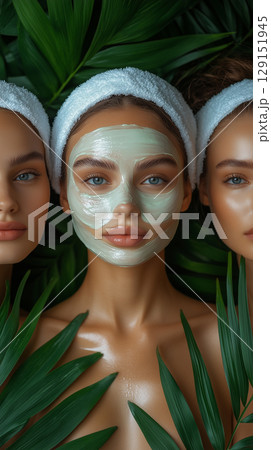 women, spa, Merry Christmas and Happy New Year, banner with copy space, LGBTQ, lesbian 129151945
