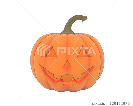 白バックと大きなオレンジのハロウィンのかぼちゃカボチャ 白バックと大きなオレンジのハロウィンのかぼちゃカボチャ 129151970