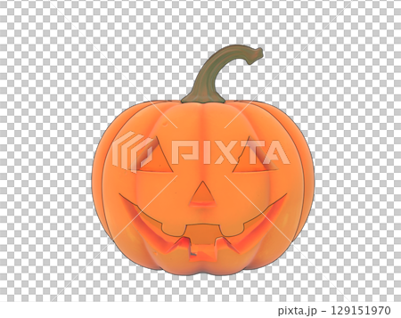 白バックと大きなオレンジのハロウィンのかぼちゃカボチャ 白バックと大きなオレンジのハロウィンのかぼちゃカボチャ 129151970