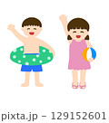 海水浴に来た子供達 129152601