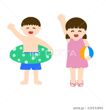 海水浴に来た子供達 129152601