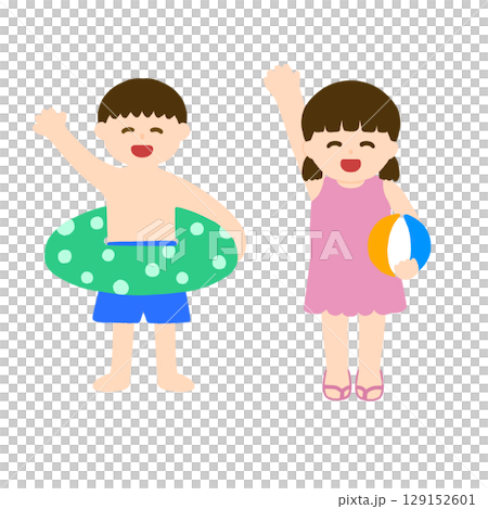 海水浴に来た子供達 129152601