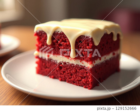 Decadent Red Velvet Cake with Cream Cheese Frosting and Drizzle 129152666