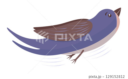 Single cute bird swallow in flight, vector illustration in blue, brown and beige colors Single cute bird swallow in flight, vector illustration in blue, brown and beige colors 129152812