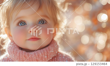 Banner with copy space, New Year, Christmas, child 129153464