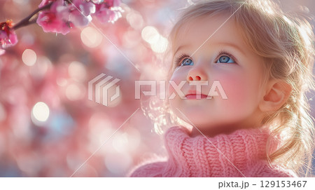 Banner with copy space, New Year, Christmas, child 129153467