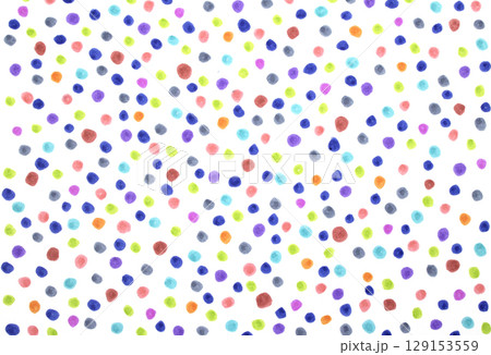 Polka Dot Spotty Circle Spots In Childrens  Felt Tip Pen Rainbow Background 129153559
