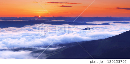 sunset is in mountains 129153795