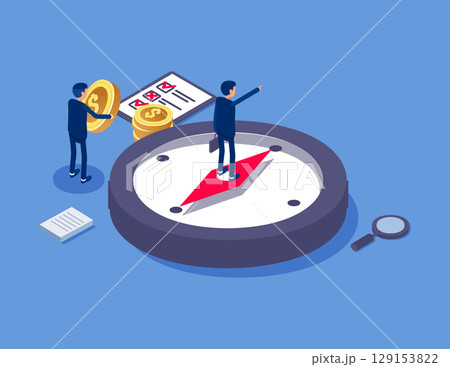 Business Finance Development and Investment Direction. Flat isometric vector concept 129153822