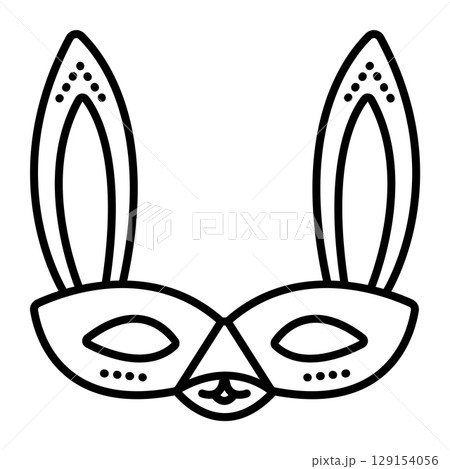 Festive masquerade eye mask of bunny, rabbit, hare. Cute carnival black line icon Festive masquerade eye mask of bunny, rabbit, hare. Cute carnival black line icon 129154056