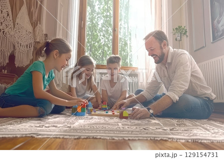 Engaging in Family Bonding Time through Creative Activities and Playful Moments Together Engaging in Family Bonding Time through Creative Activities and Playful Moments Together 129154731