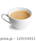 espresso cup filled with freshly brewed coffee, featuring rich crema on top, isolated on white background 129154931