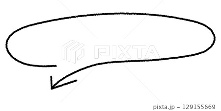 手書きの矢印吹き出し　楕円形黒線 129155669