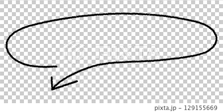 手書きの矢印吹き出し　楕円形黒線 129155669