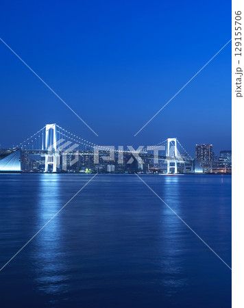 豊洲ぐるり公園から望むレインボーブリッジ 夜景 豊洲ぐるり公園から望むレインボーブリッジ 夜景 129155706