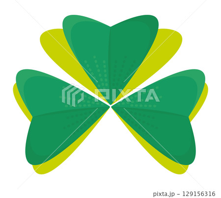 Creative three-leaf clover shamrock. The symbol of Ireland and Saint Patrick's Day, color vector illustration 129156316