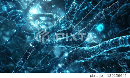 青く輝くAIナノ構造ネットワーク 129156645