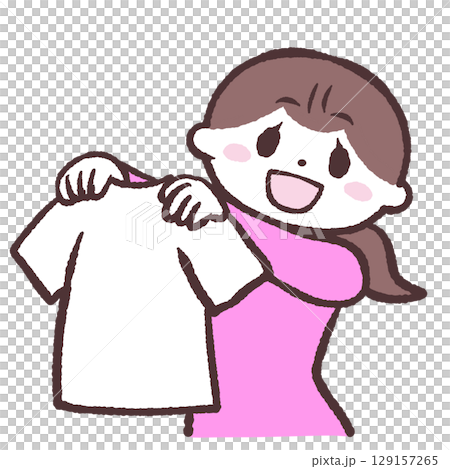 一位女士展開她的白襯衫的插圖 129157265