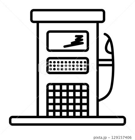 Car charging station, black line vector icon, monochrome outline pictogram 129157406
